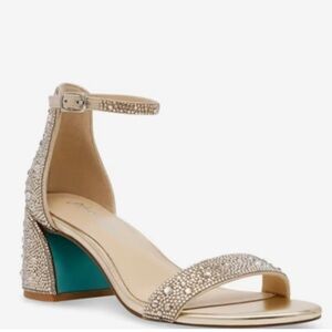 Betsey Johnson Shaye Sandal in Tan with Rhinestones